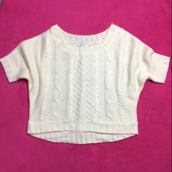 dELiA*s Cream Cable Knit Short Sleeve Cropped Sweater Size M - Picture 5 of 9